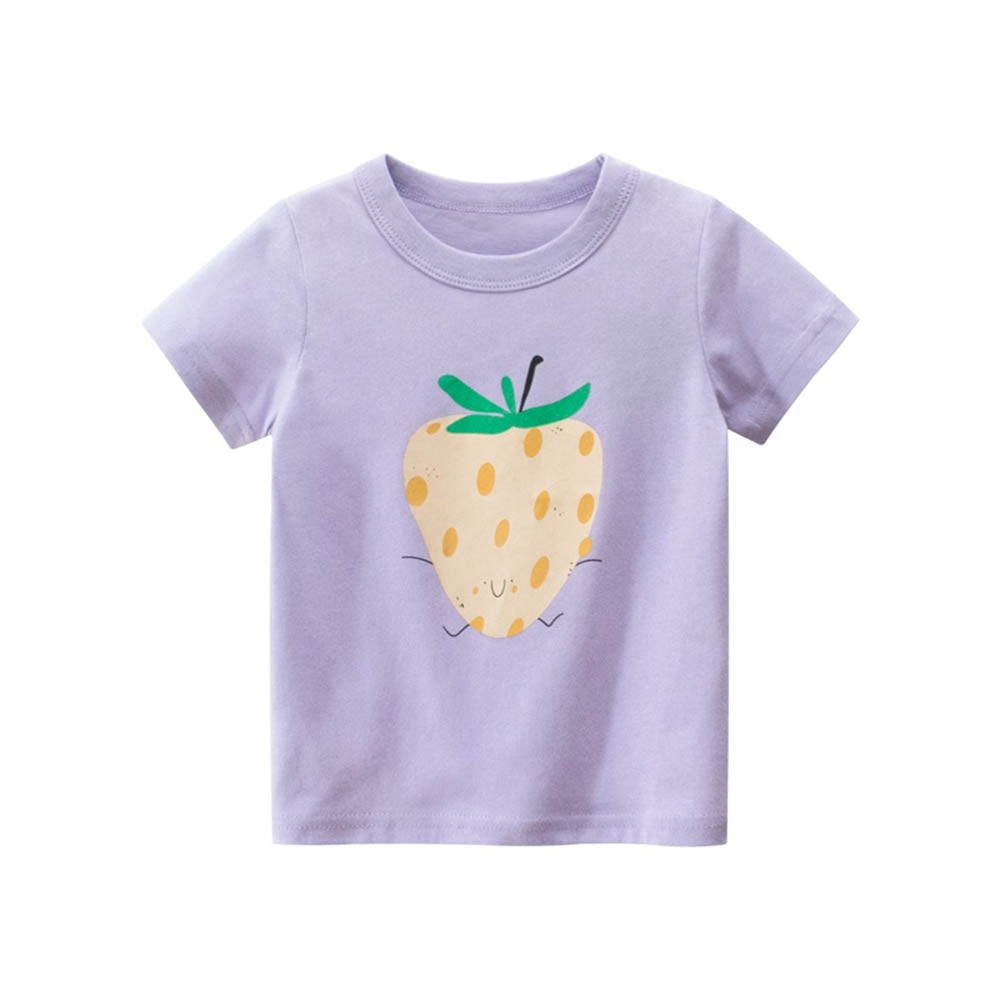 Girls Short Sleeve Tee - White Strawberry