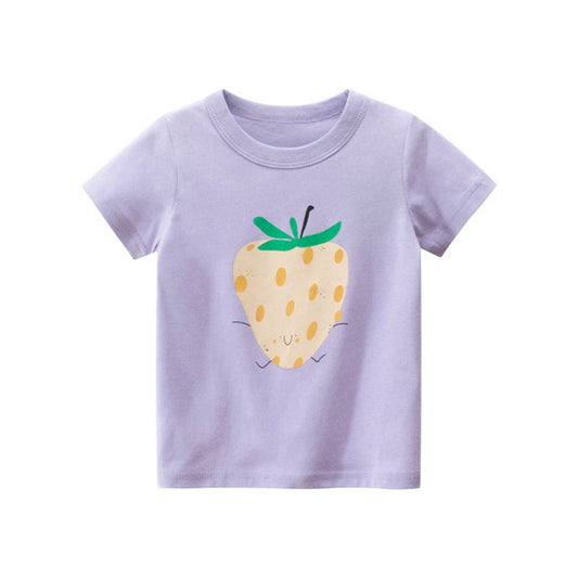 Girls Short Sleeve Tee - White Strawberry