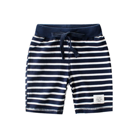 Boys Cotton Shorts - Navy Stripes